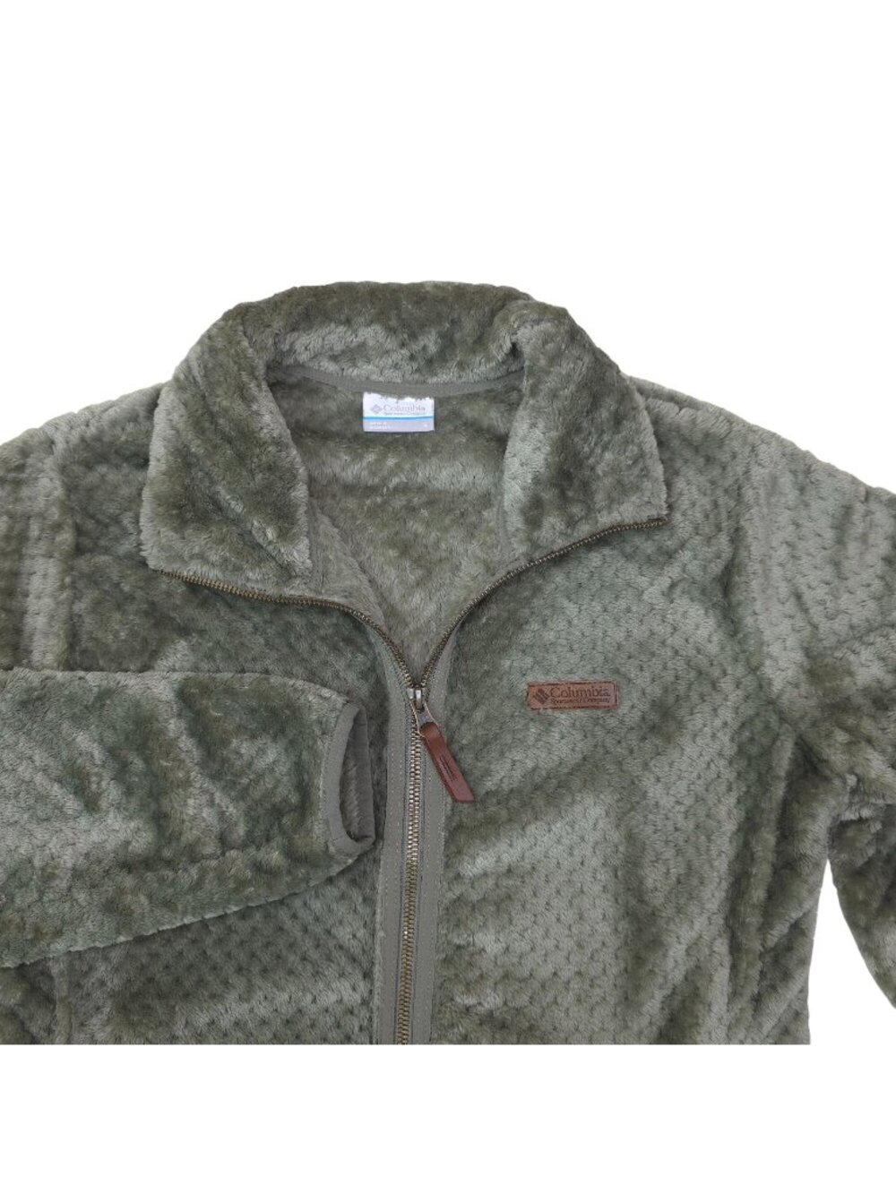 Columbia Full-Zip Sherpa Fleece Jacket Womens Small Green Soft Cozy Lightweight